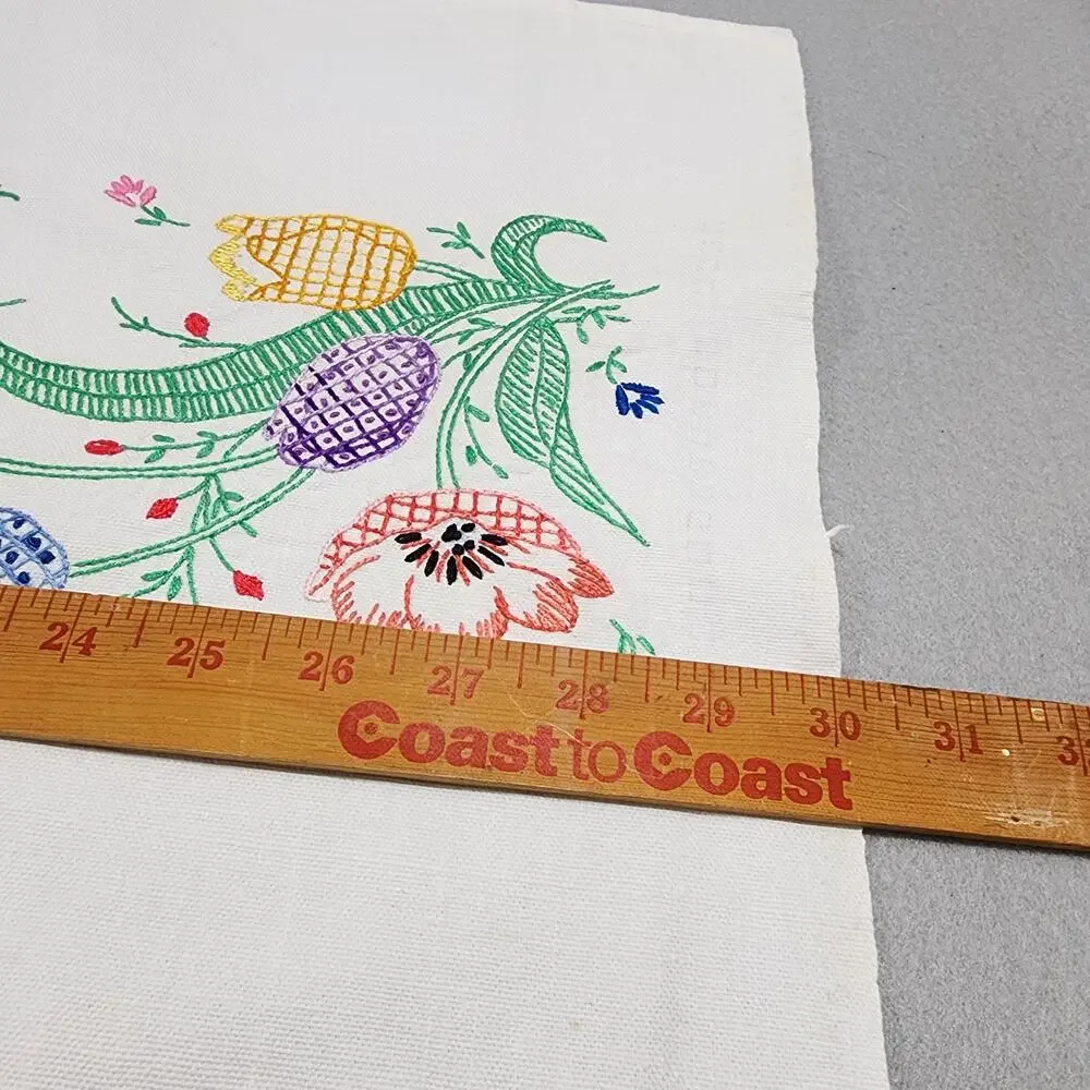 Hand Embroidered TULIPS Cotton Linen Kitchen Hand Dish Towel 30
